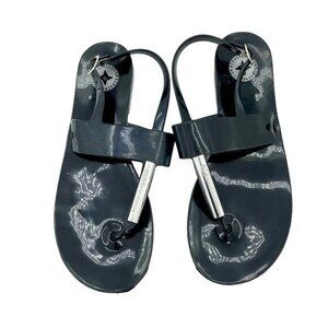 BCBGeneration Bilinda Jelly Thong Sandals Black SZ 7